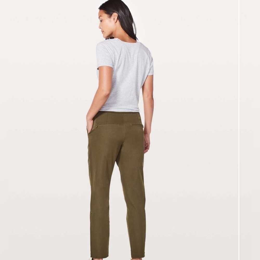 Lululemon City Trek Trouser *28" Inseam Size 8 Military Green Urbanite Twill - Picture 2 of 12